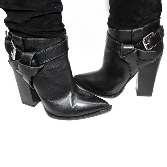 $1,200 THAKOON ITALIAN WESTERN POINTED TOE THIGH HIGH LEATHER BOOTS BUCKLE 36 - Picture 7 of 11